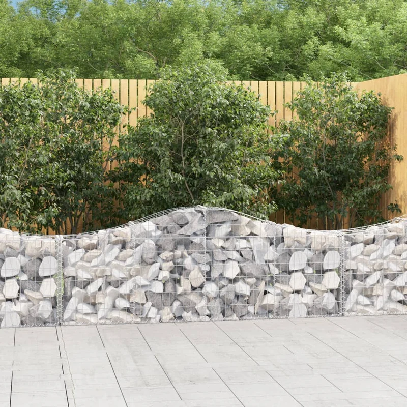 Cestas De Gaviones 11 Uds Forma De Arco Hierro 200x30x60/80 Cm