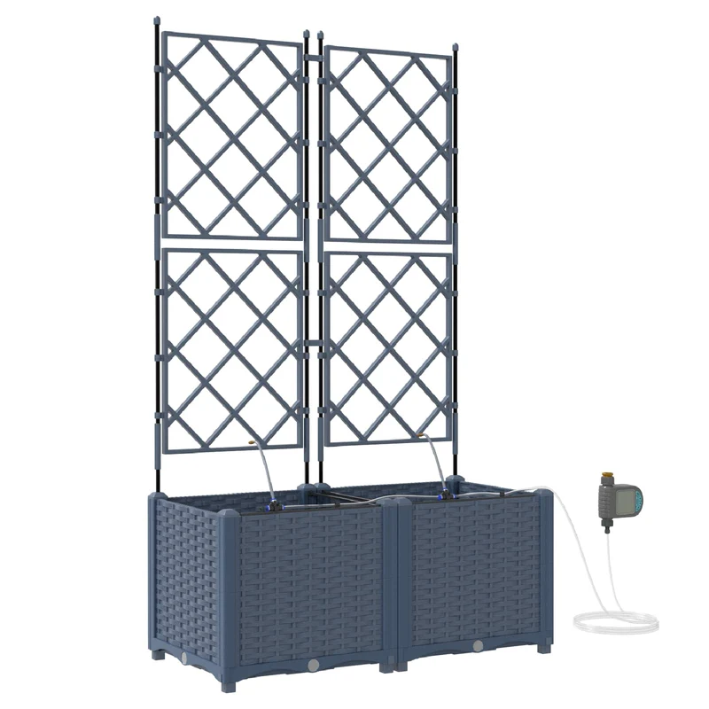 Macetero De Jardín 2 Uds. Gris 80 X 40 X 142 Cm Pp
