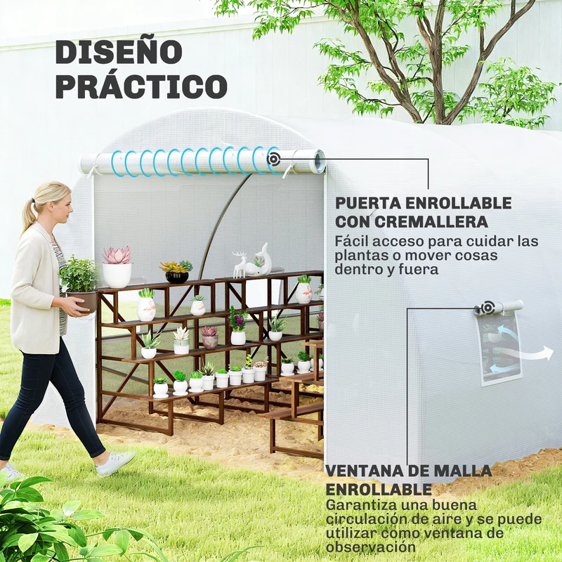 Outsunny Invernadero 6x3x2 M Caseta Para Jardín Terraza Cultivo Plantas Flores