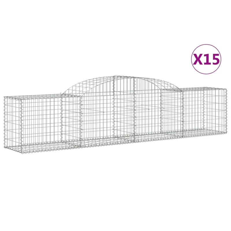 Cestas De Gaviones 12 Uds Forma De Arco Hierro 300x50x60/80 Cm