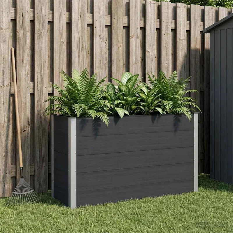 Arriate Elevado Negro 150 X 50 X 91 Cm Wpc Y Aluminio