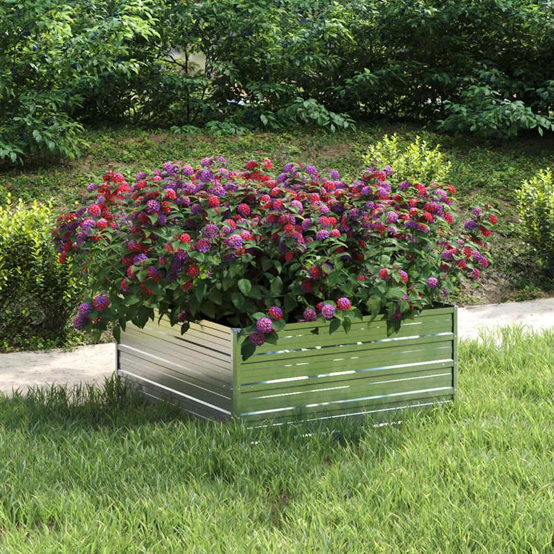 Arriate De Acero Galvanizado Plateado 100x100x45 Cm