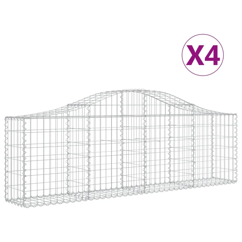 Cestas De Gaviones 4 Uds Forma De Arco Hierro 200x30x60/80 Cm