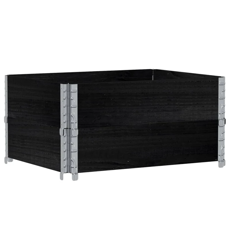 Jardinera De Madera Maciza De Pino Negro 80x60 Cm