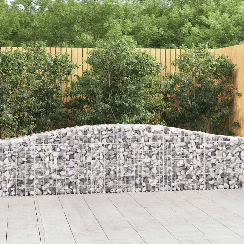 Cestas De Gaviones 9 Uds Forma De Arco Hierro 400x30x60/80 Cm