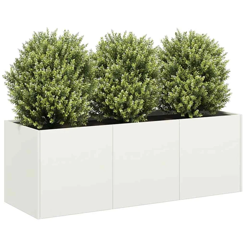 Jardinera De Acero Laminado En Frío Blanco 120x40x40 Cm