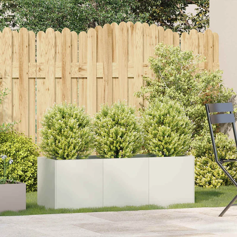 Jardinera De Acero Laminado En Frío Blanco 120x40x40 Cm