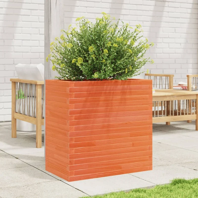 Jardinera Madera Maciza De Pino Marrón Cera 70x40x68,5 Cm