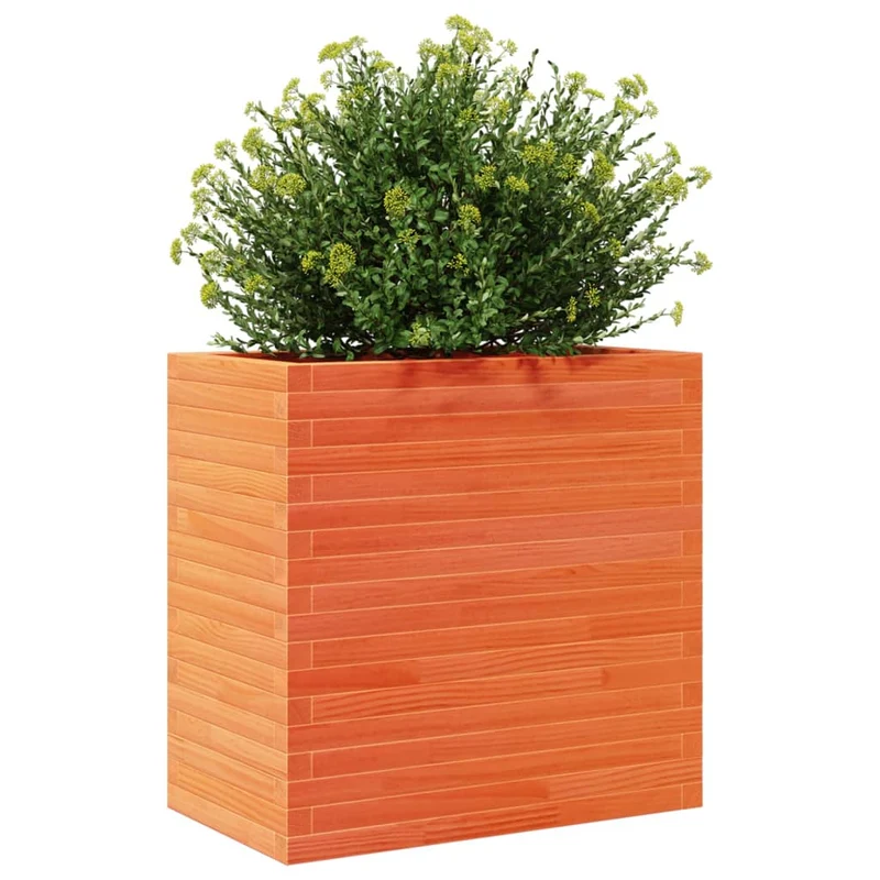 Jardinera Madera Maciza De Pino Marrón Cera 70x40x68,5 Cm