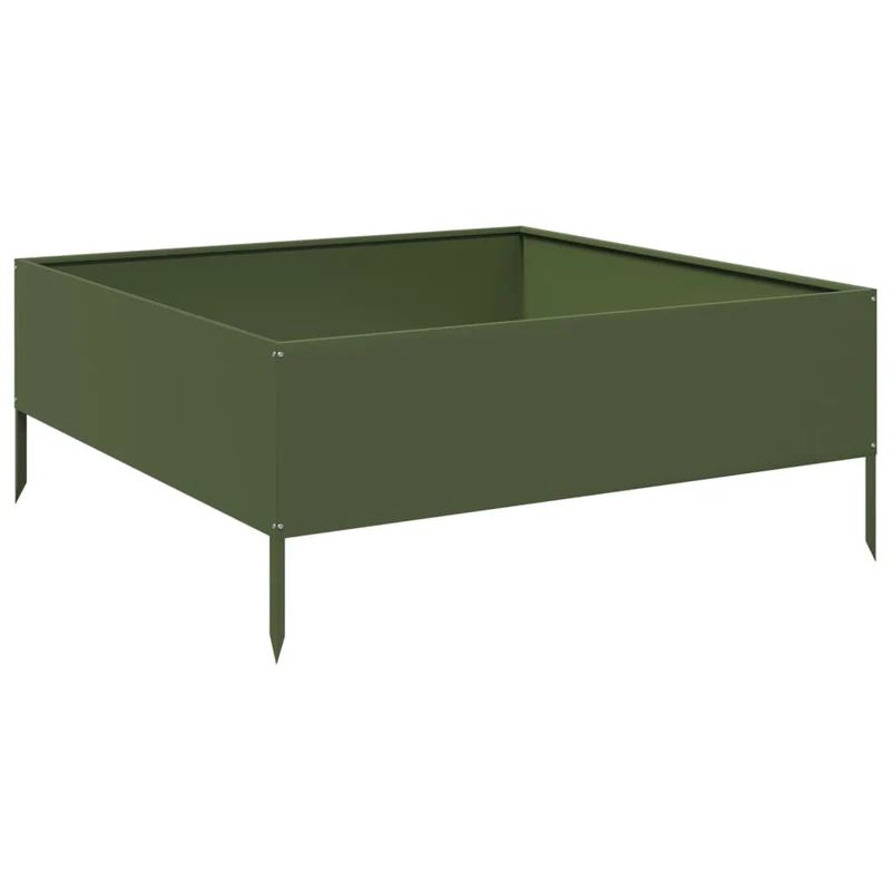Arriate De Acero Verde Oliva 100x100x25 Cm
