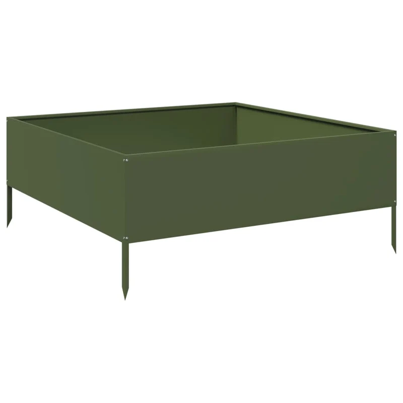Arriate De Acero Verde Oliva 100x100x25 Cm
