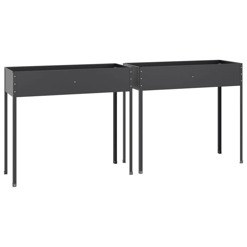 Jardineras 2 Unidades Acero Galvanizado Gris Antracita