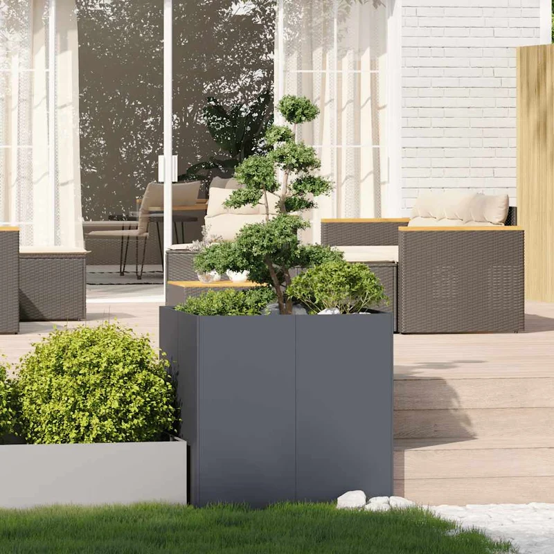 Jardinera Acero Gris Antracita 80x80x80 Cm