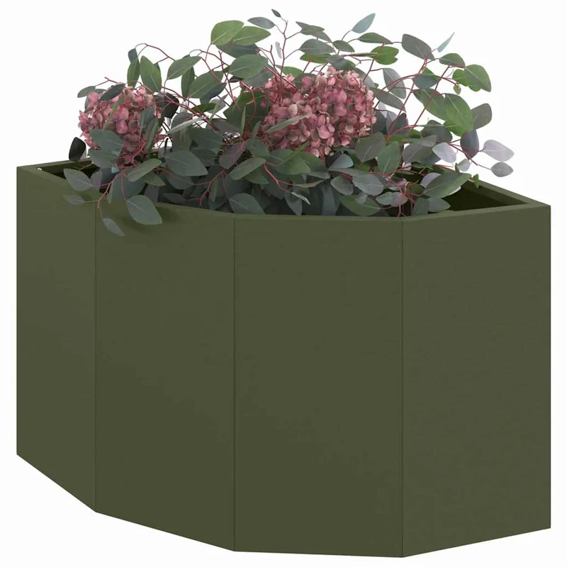 Macetero De Esquina Verde Oliva 45 X 45 X 35 Cm Acero