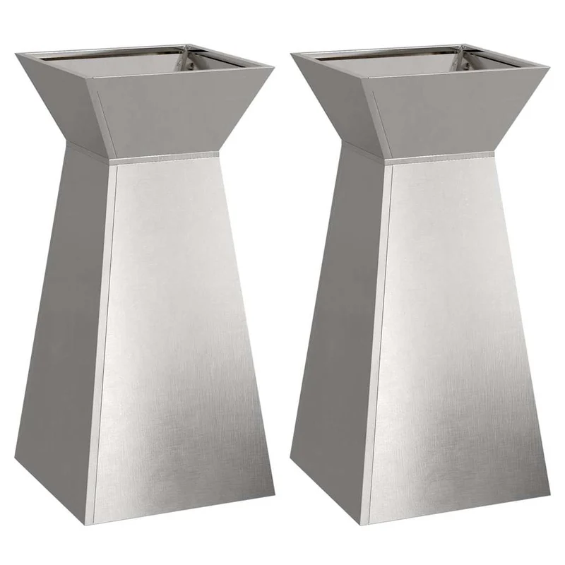 Maceta Pilar 2 Uds. Plateado 35 X 35 X 73 Cm Acero Inoxidable