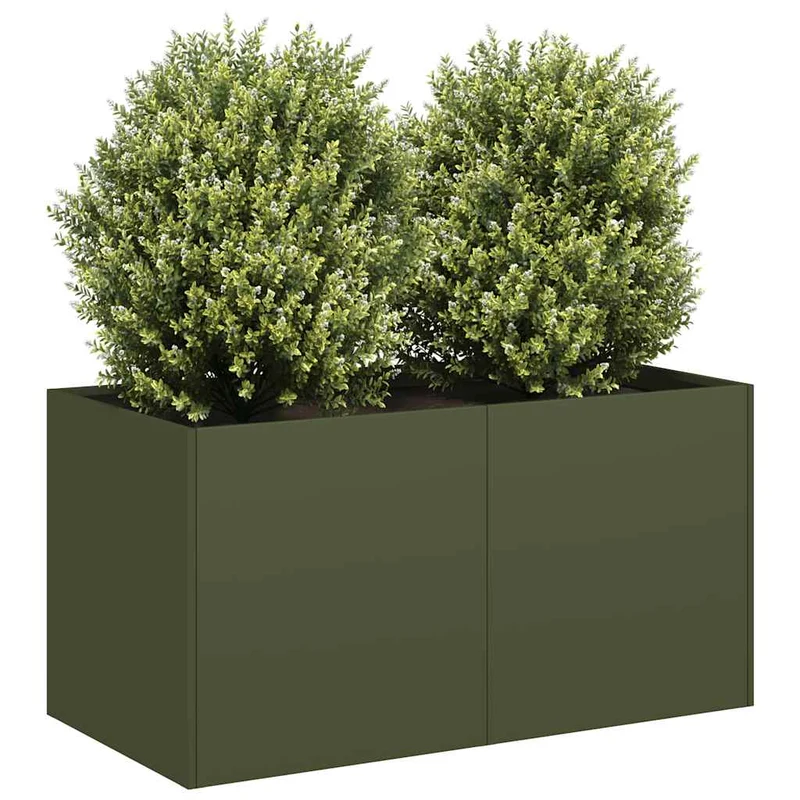 Jardinera De Acero Laminado En Frío Verde Oliva 80x40x40 Cm