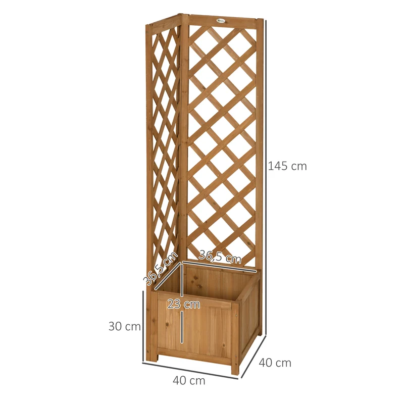 Outsunny Jardinera Con Enrejado De Madera Para Trepadoras Cultivos 40x40x145 Cm