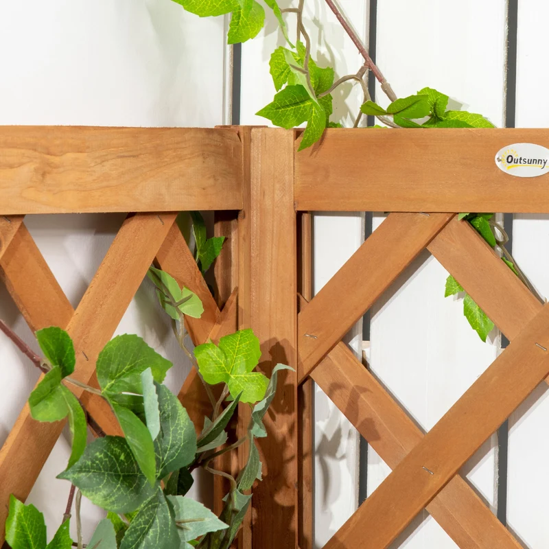 Outsunny Jardinera Con Enrejado De Madera Para Trepadoras Cultivos 40x40x145 Cm