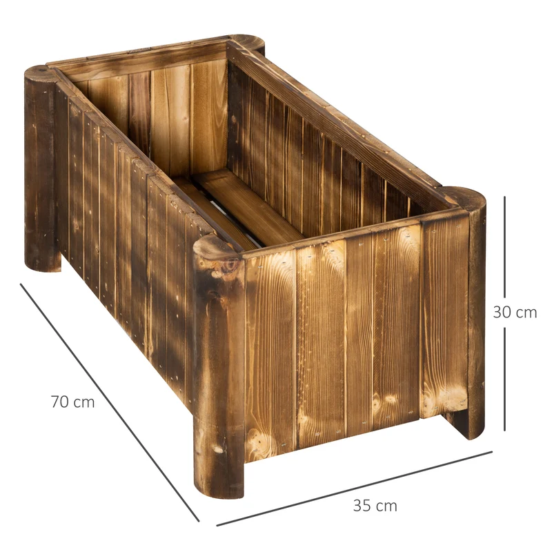 Outsunny Jardinera De Madera Arriate De Jardín Con 4 Patas 70x35x30 Cm Natural