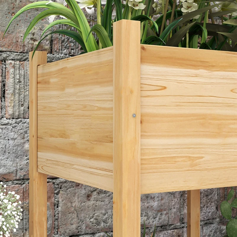 Outsunny Mesa De Cultivo De Madera 115x55x80 Cm Con Tela No Tejida Natural