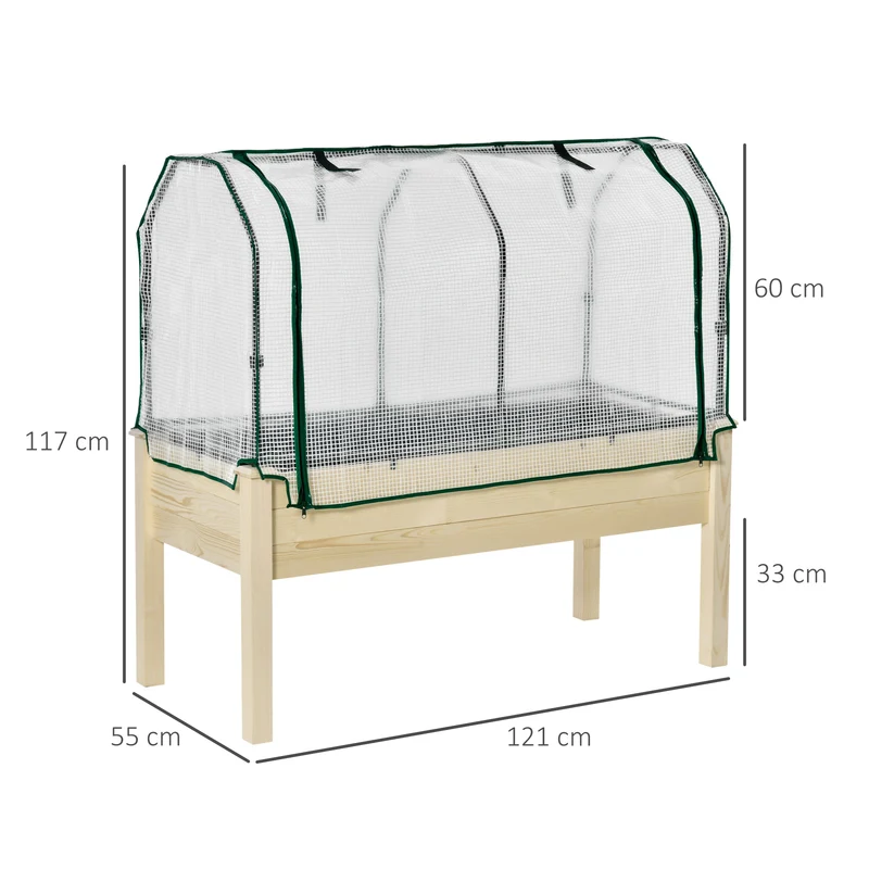 Outsunny Huerto Urbano Cultivo Elevado De Madera 121x55x117 Cm Con Cubierta De