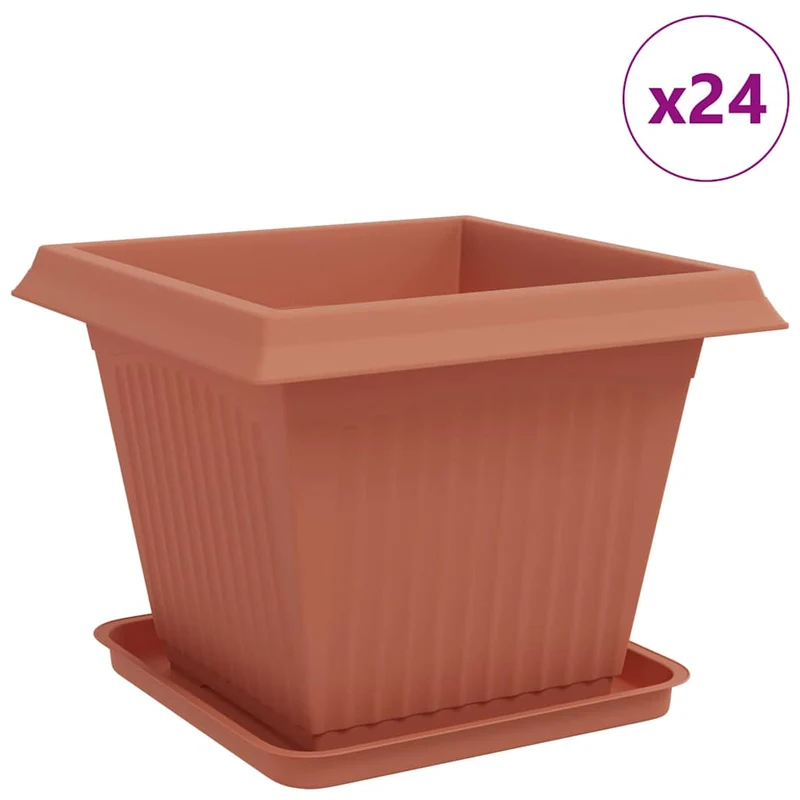 Macetas 24 Uds. Rojo Ladrillo Plástico