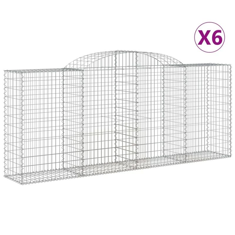 Cestas De Gaviones 6 Uds Forma De Arco Hierro 300x50x120/140 Cm