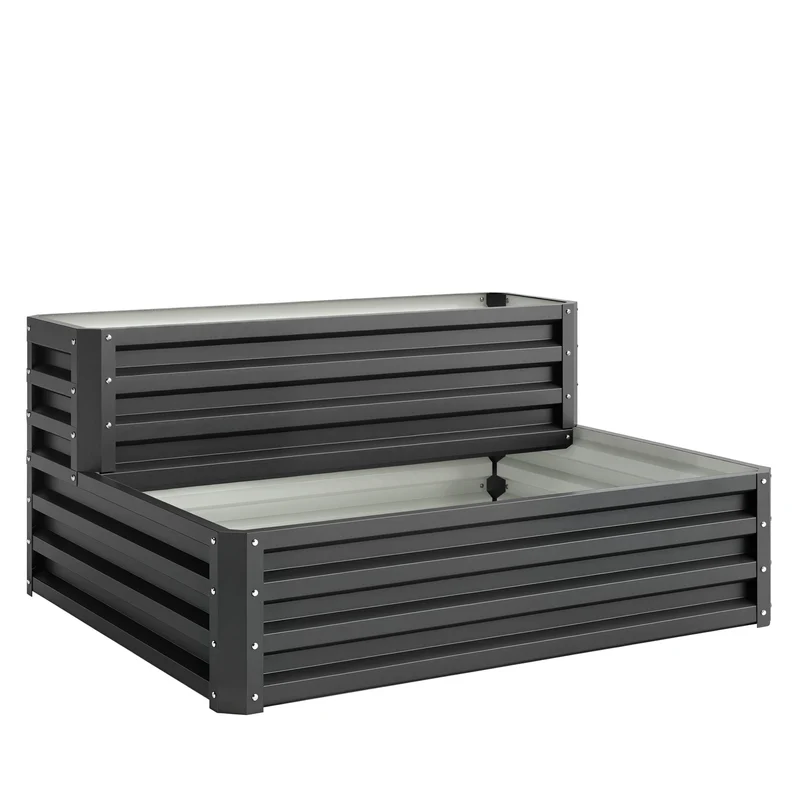 Outsunny Huerto Urbano De 2 Niveles Diseño De Escalera 120x101x58 Cm Gris Oscuro