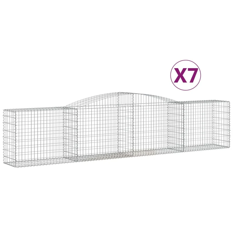 Cestas De Gaviones 7 Uds Forma De Arco Hierro 400x50x80/100 Cm