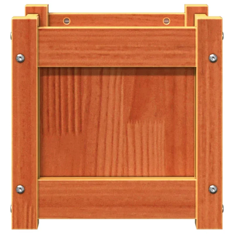 Jardinera Exterior Madera Maciza Pino Marrón Cera 31x31x31 Cm