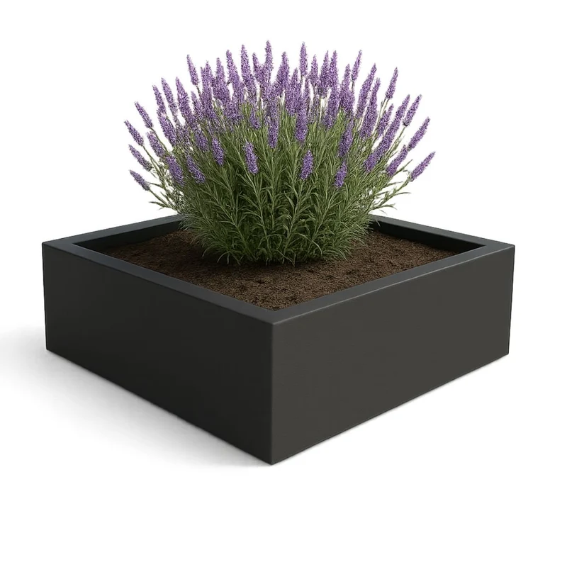 GARDRA Jardinière en polyester grise noire 200x200x60 cm RAL 7021