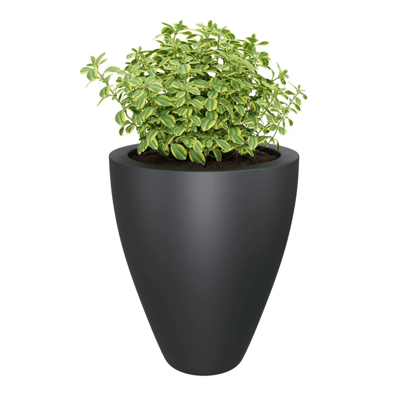 GARDRA Jardinière en polyester grise noire Ø 80x100 cm RAL 7021