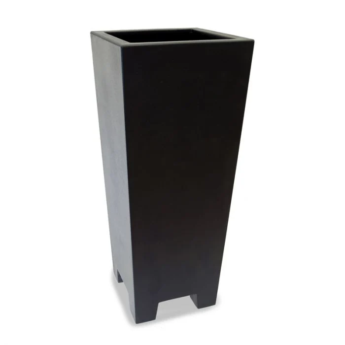 GARDRA Jardinière en polyester grise noire 55x55x130 cm RAL 7021