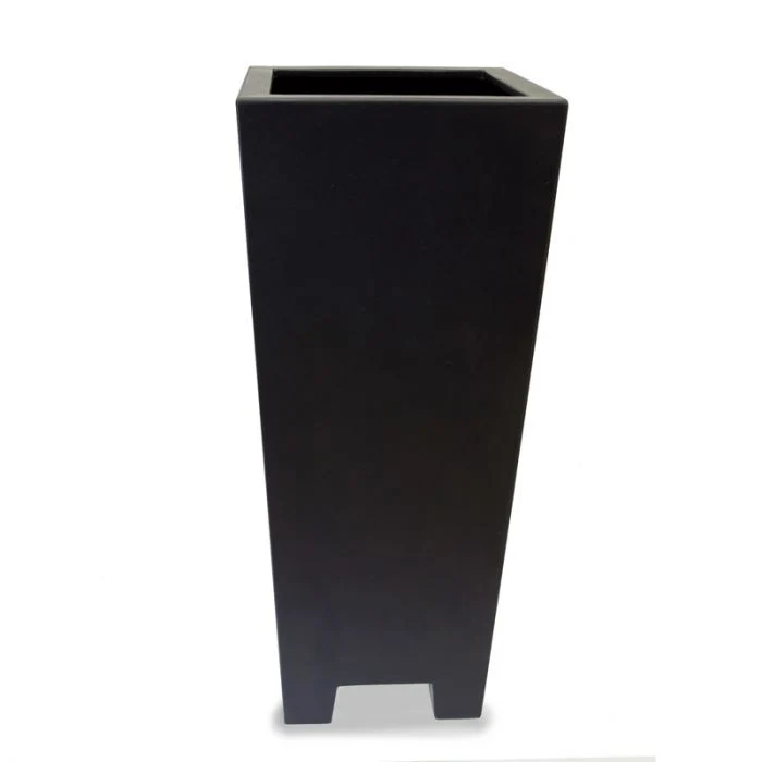 GARDRA Jardinière en polyester grise noire 55x55x130 cm RAL 7021