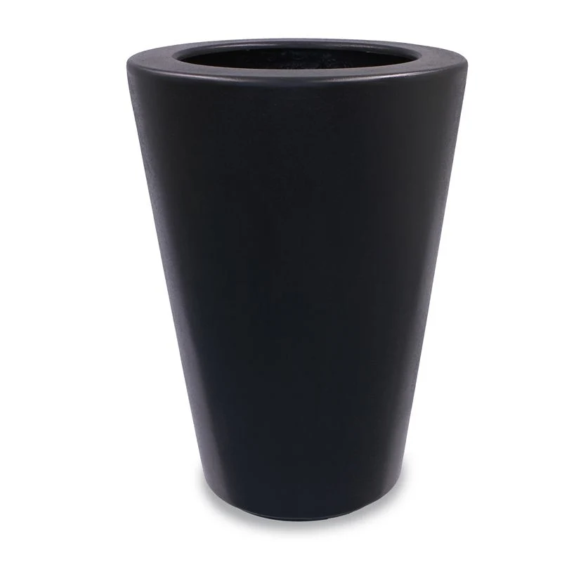 GARDRA Jardinière en polyester grise noire Ø 55x76 cm RAL 7021