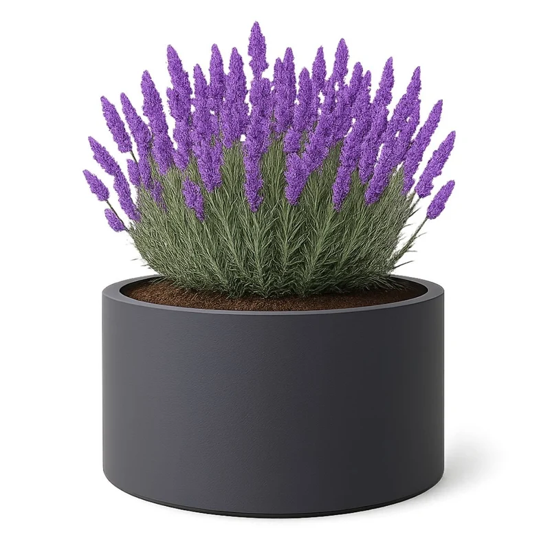 GARDRA Jardinière en polyester grise noire Ø 120x60 cm RAL 7021