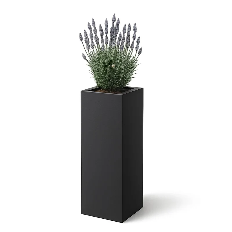 GARDRA Jardinière en polyester grise noire 40x40x120 cm RAL 7021