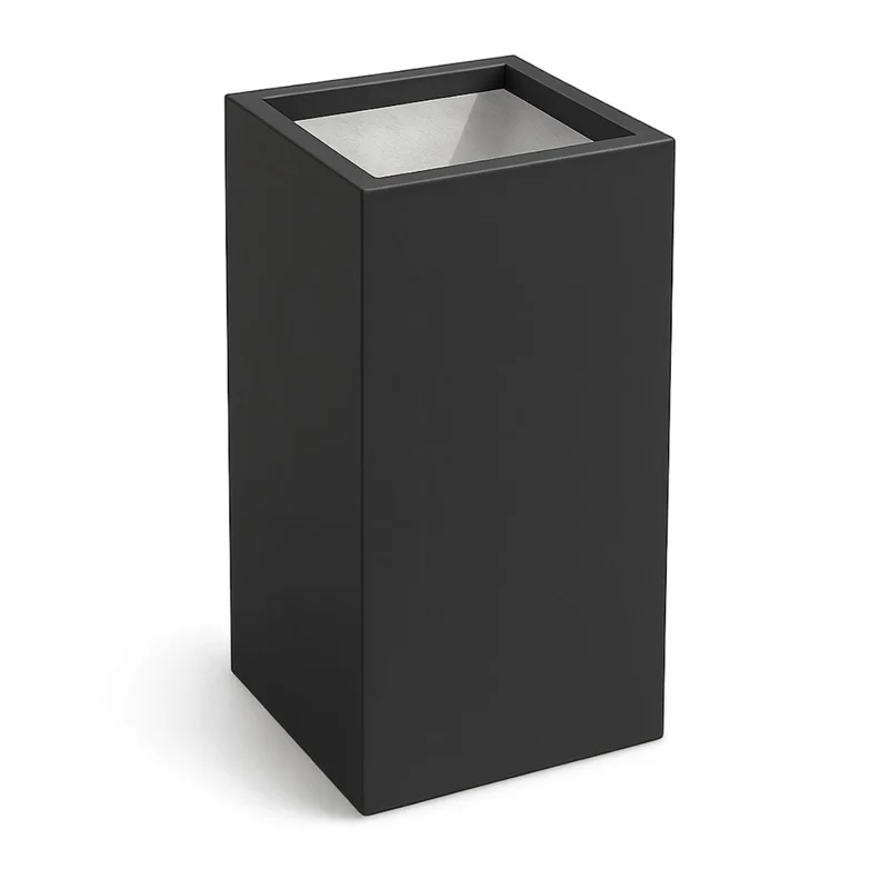 GARDRA Jardinière en polyester grise noire 50x50x120 cm RAL 7021