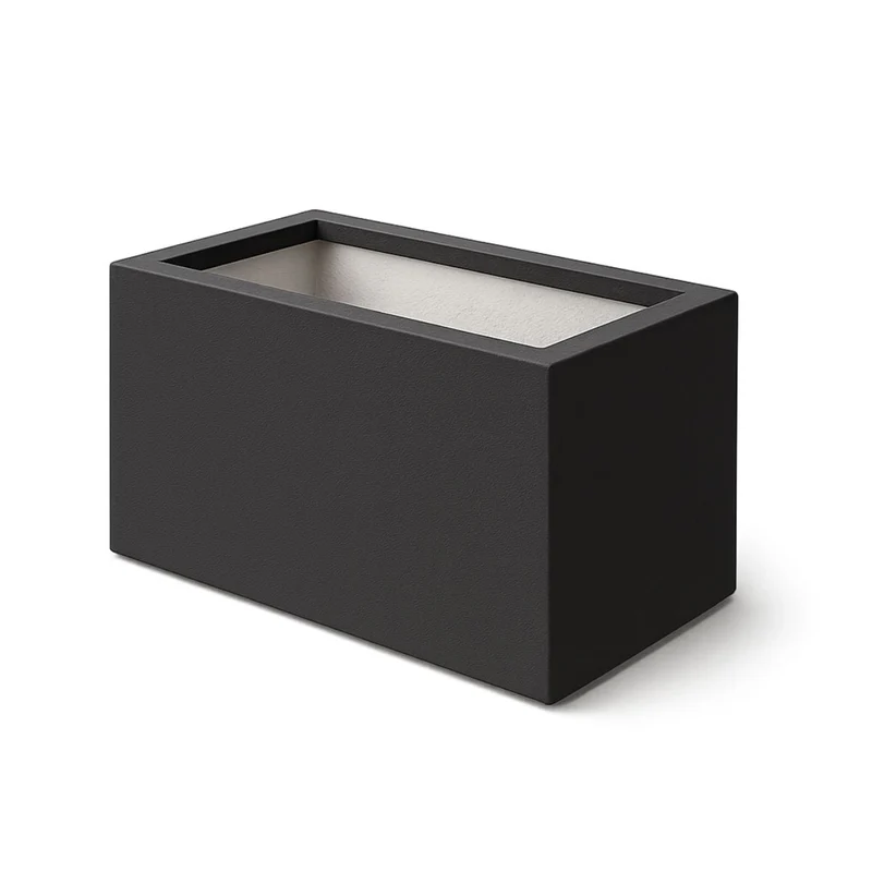 GARDRA Jardinière en polyester grise noire 75x35x40 cm RAL 7021