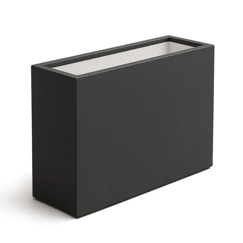 GARDRA Jardinière en polyester grise noire 90x25x80 cm RAL 7021