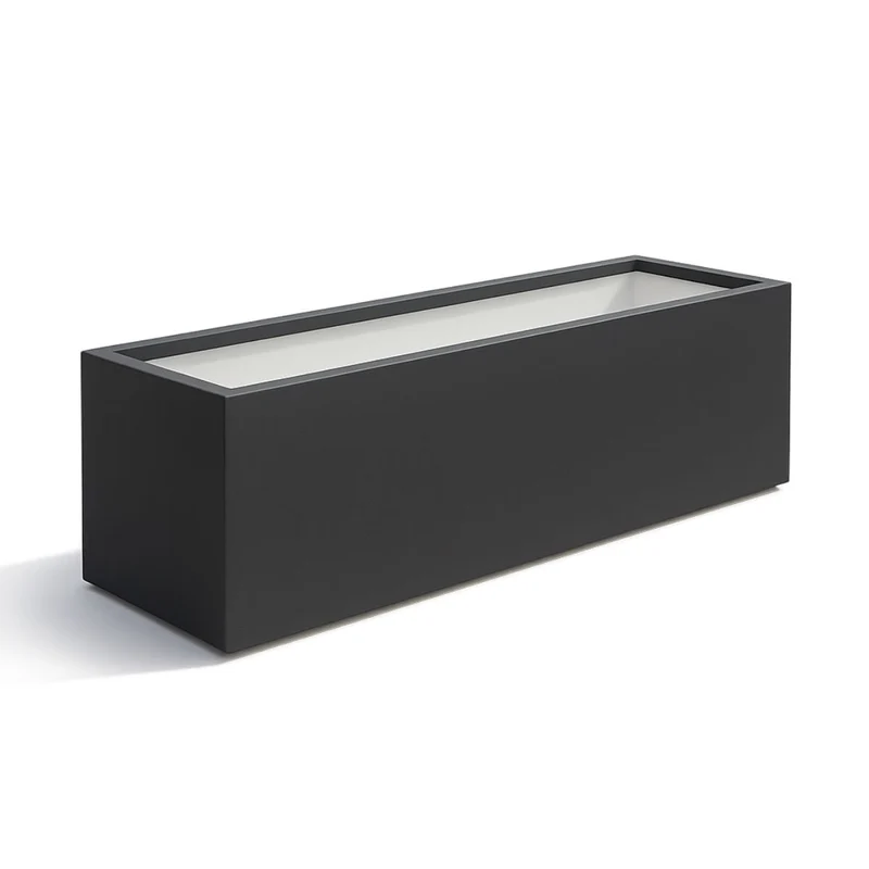 GARDRA Jardinière en polyester grise noire 200x50x60 cm RAL 7021