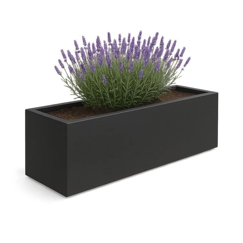 GARDRA Jardinière en polyester grise noire 200x50x60 cm RAL 7021