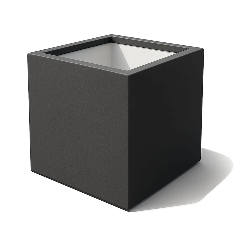 GARDRA Jardinière en polyester grise noire 120x120x120 cm RAL 7021
