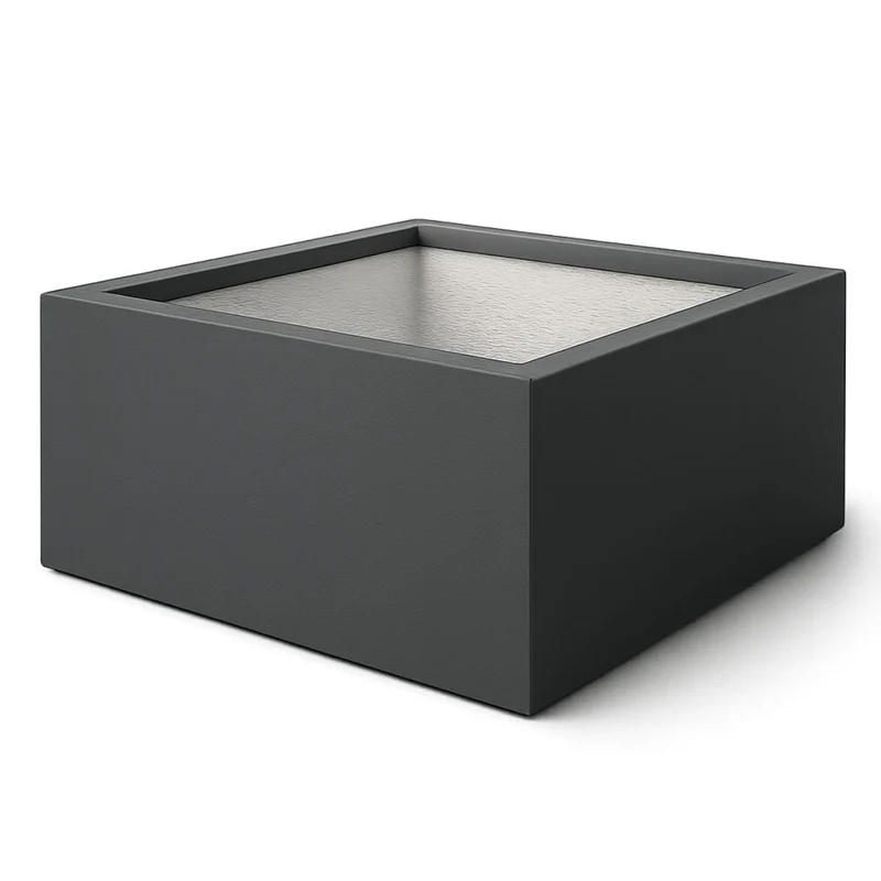 GARDRA Jardinière en polyester grise noire 100x100x40 cm RAL 7021