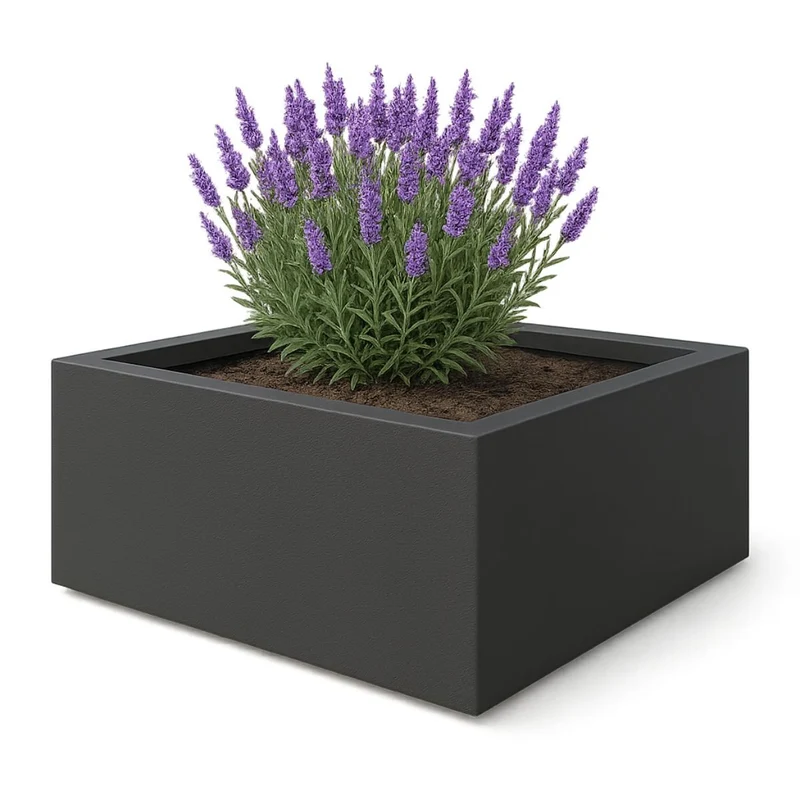 GARDRA Jardinière en polyester grise noire 100x100x40 cm RAL 7021