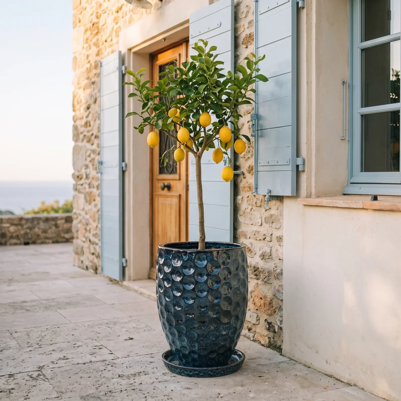 Pot MEROVEE 42x55cm bleu abysse