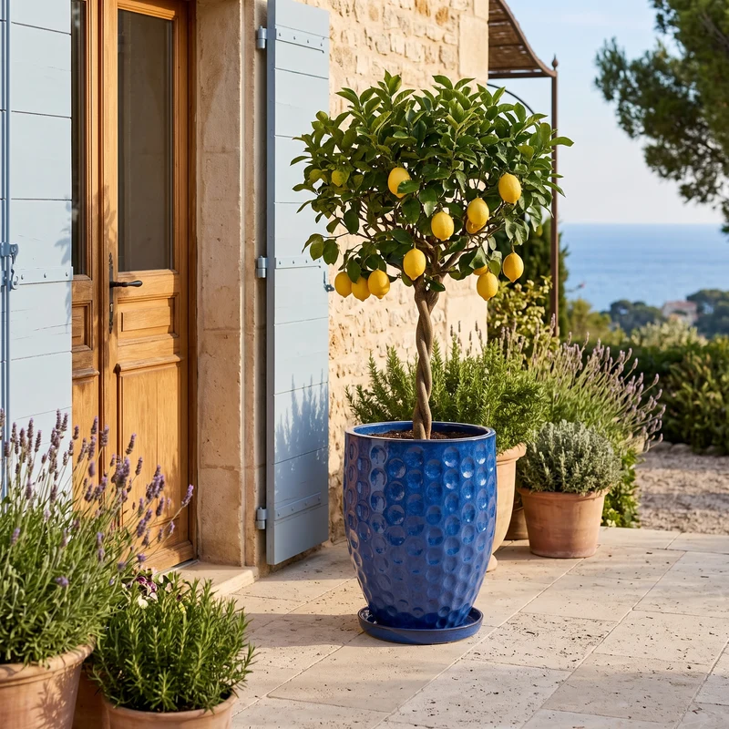 Pot MEROVEE 42x55cm bleu azur