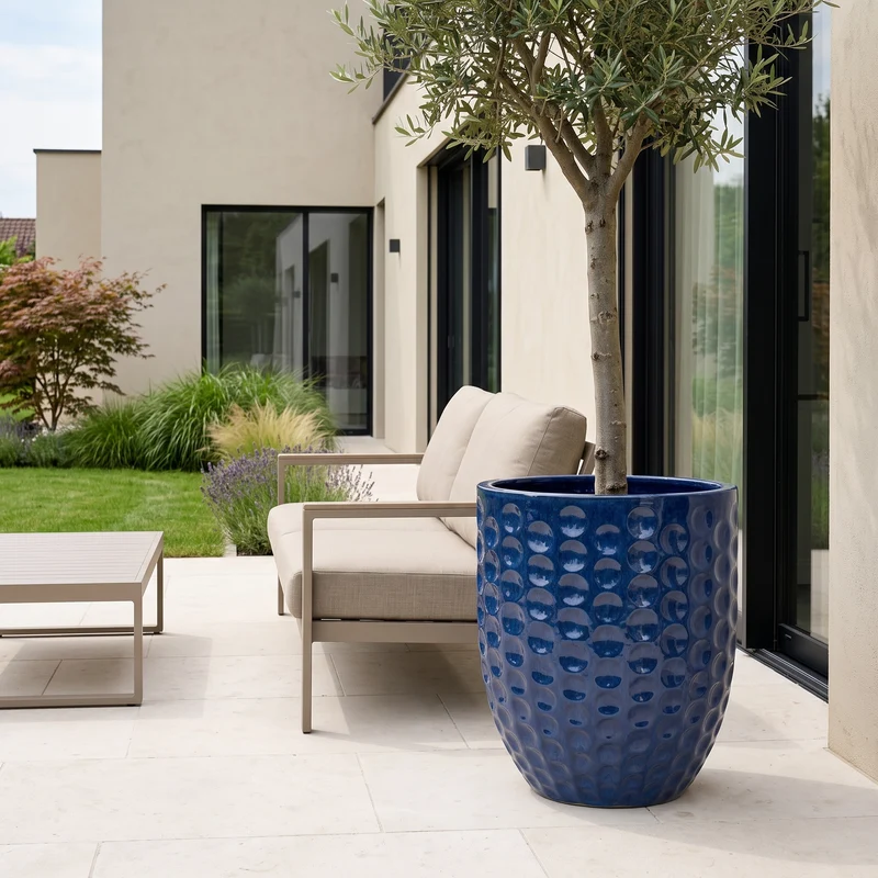 Pot MEROVEE 55x65cm bleu azur