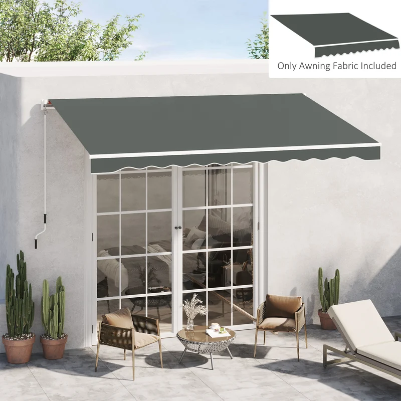 Outsunny Techo de Repuesto para Toldo, 382x240 cm, Lona para Toldo con Dobladillo, Protección UV, Impermeable, Tela de Repuesto para Patio, Terraza, Jardín, Balcón, Gris