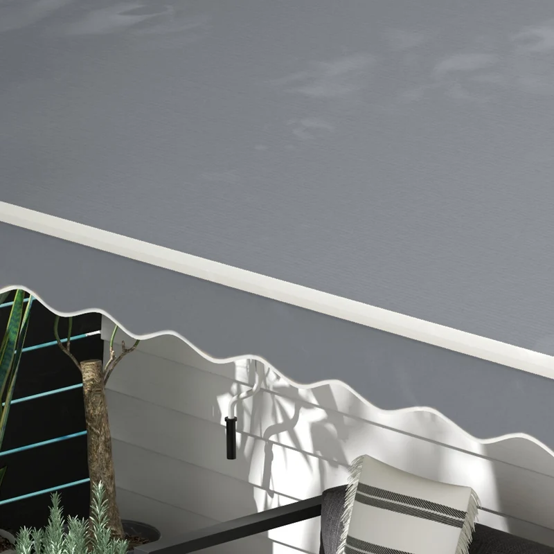 Outsunny Toldo Manual Retráctil 395x245 cm, Toldo Exterior Terraza con Ángulo Ajustable, Brazo Articulado, Montaje a Pared, Estructura de Aluminio, Anti-UV e Impermeable, para Jardín, Gris